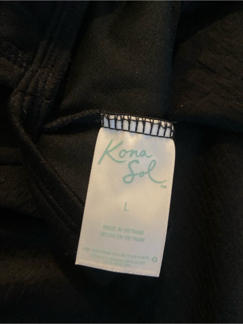 Kona Sol Black Textured V-Neck Keyhole One Piece Swimsuit Size L